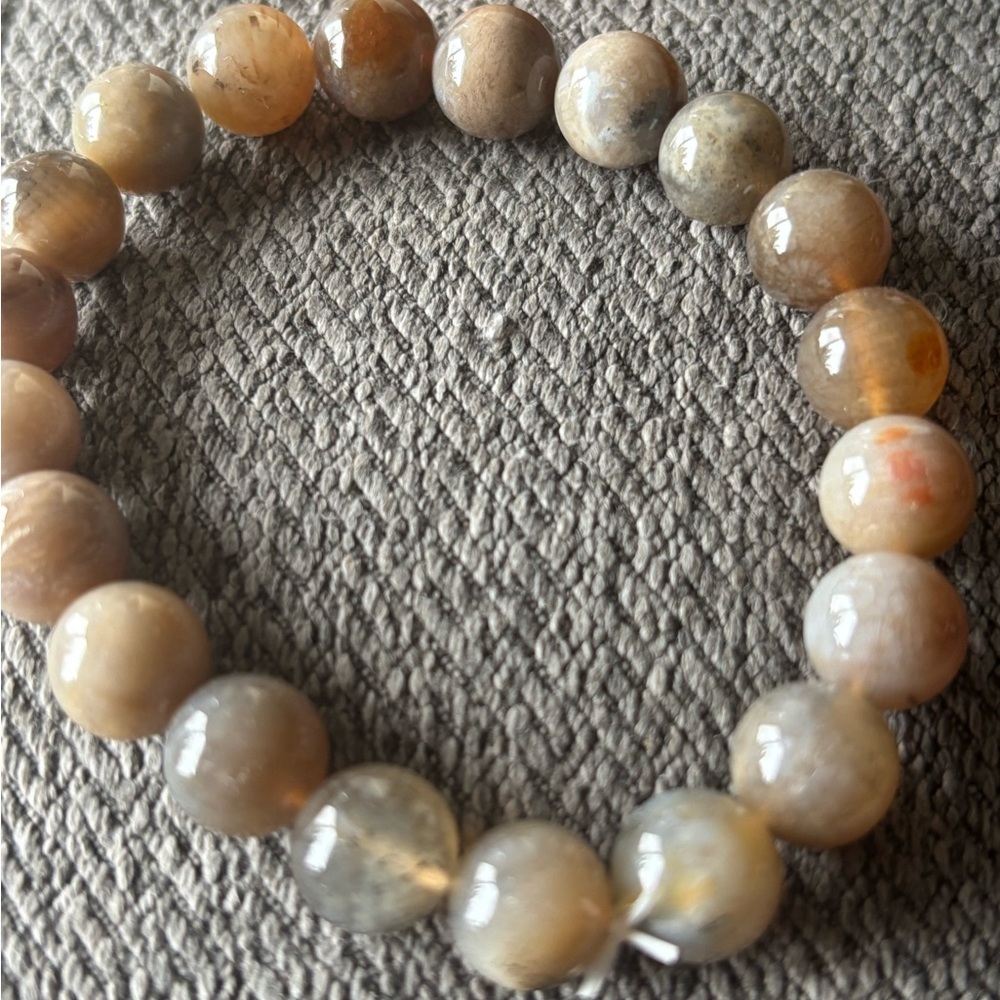 Coral Jade Beaded Bracelet
